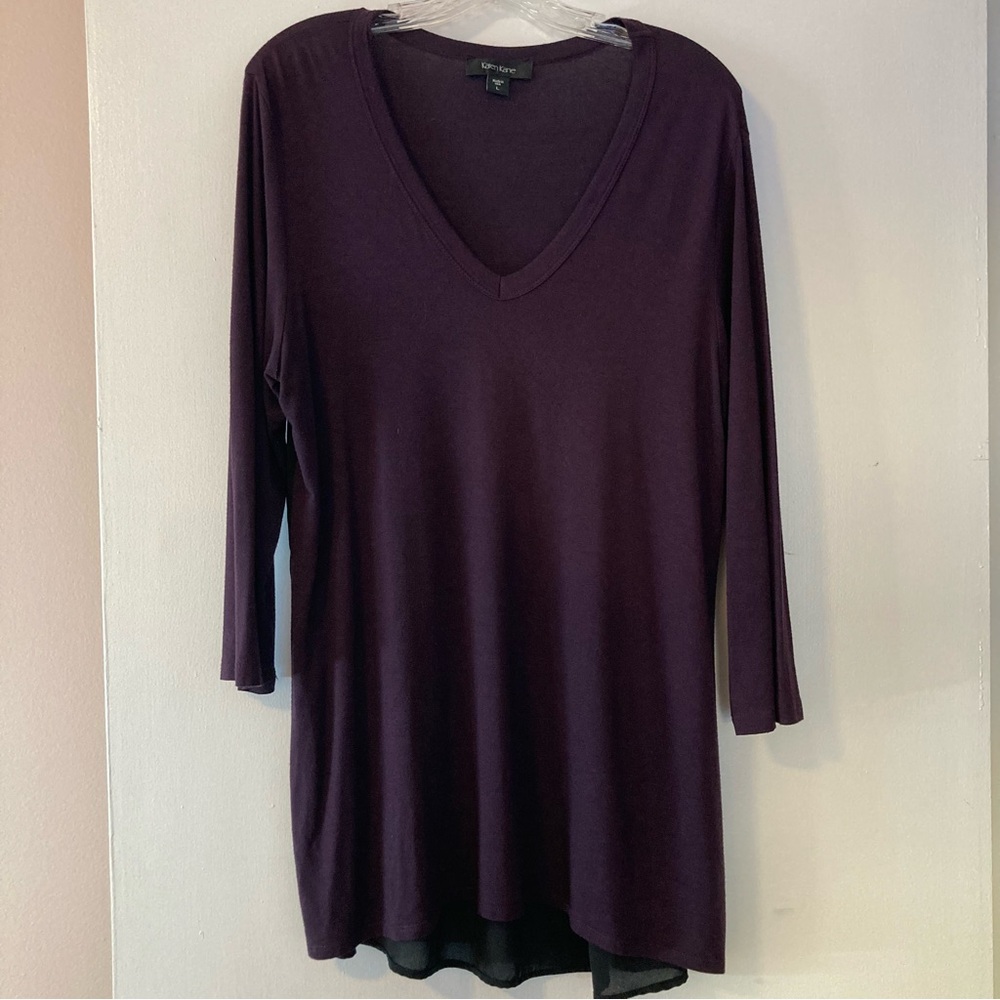Karen Kane Purple and Black V-Neck Tunic-Size L